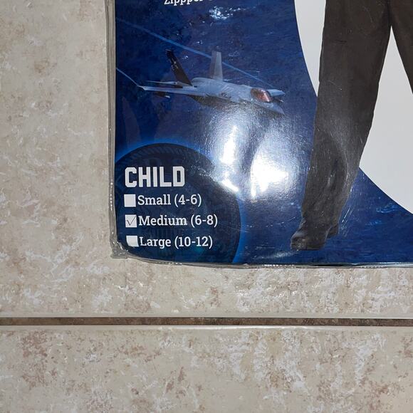 BOYS GIRLS TOP GUN NAVY PILOT JUMPSUIT HALLOWEEN COSTUME DRESS MD NEW - Picture 2 of 4